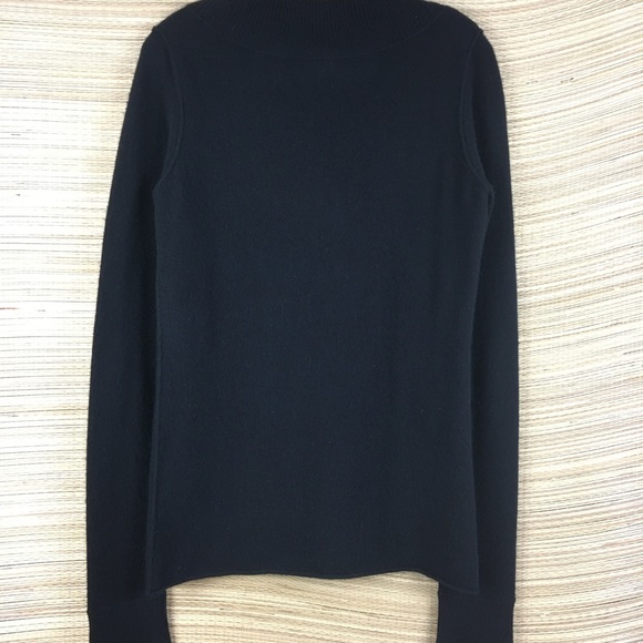 GENERRA 100% Cashmere V-neck Rolled Hem Black Sweater Pullover Jumper Size L - Picture 4 of 9